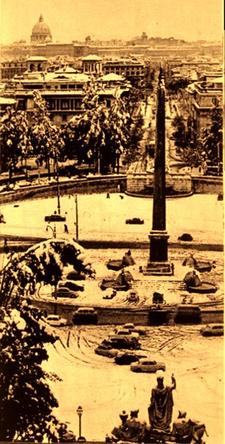 1965 Piazza del Popolo Neve a Roma 9 febbraio